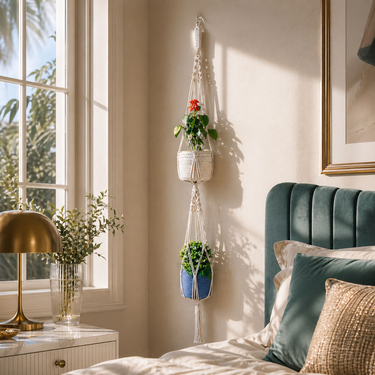 Unique Design 2 Tier Macrame Plant Hanger For Garden